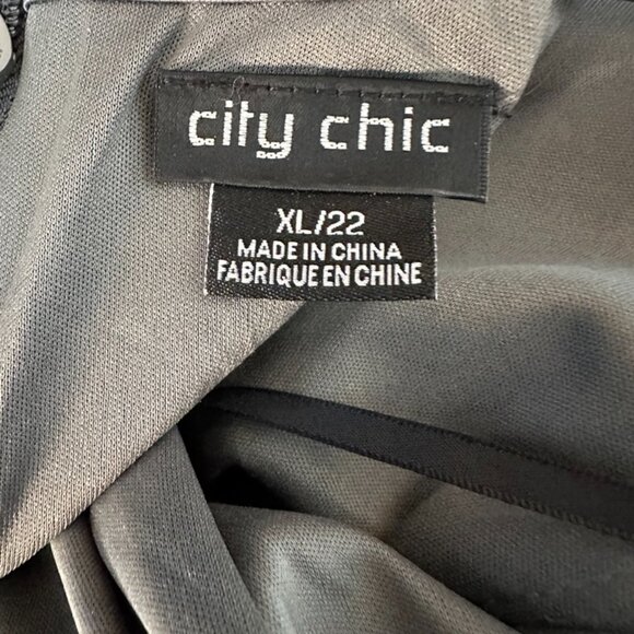 City Chic XL (22) Dress Gunmetal Gray Size Bodycon Rouched - Picture 2 of 4